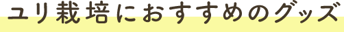 ユリ栽培におすすめのグッズ